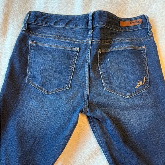 Women's Dark Blue Express Skinny Jean with zipper at bottom of pant leg - Picture 2 of 6